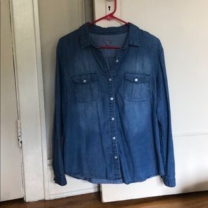 Denim long sleeve button up